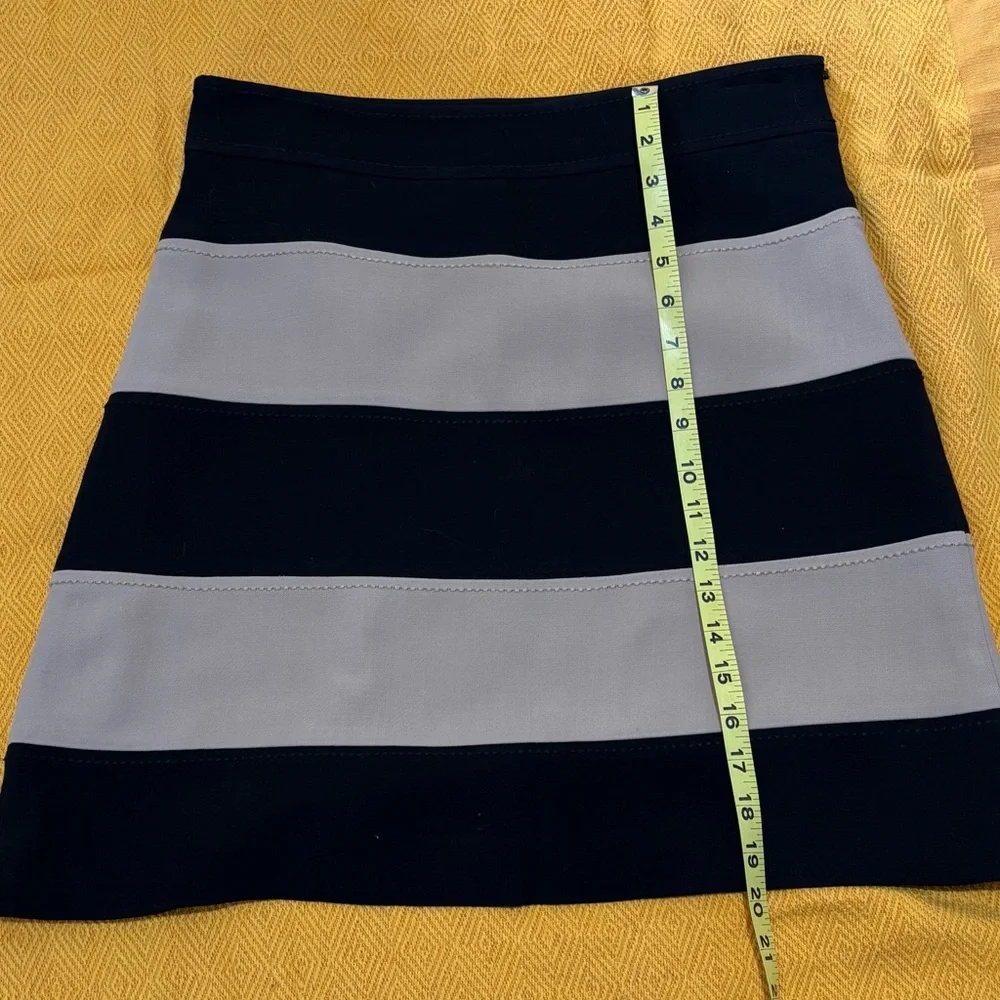 KATE SPADE wool blend STRIPED A LINE SKIRT mini black & tan SIZE 10